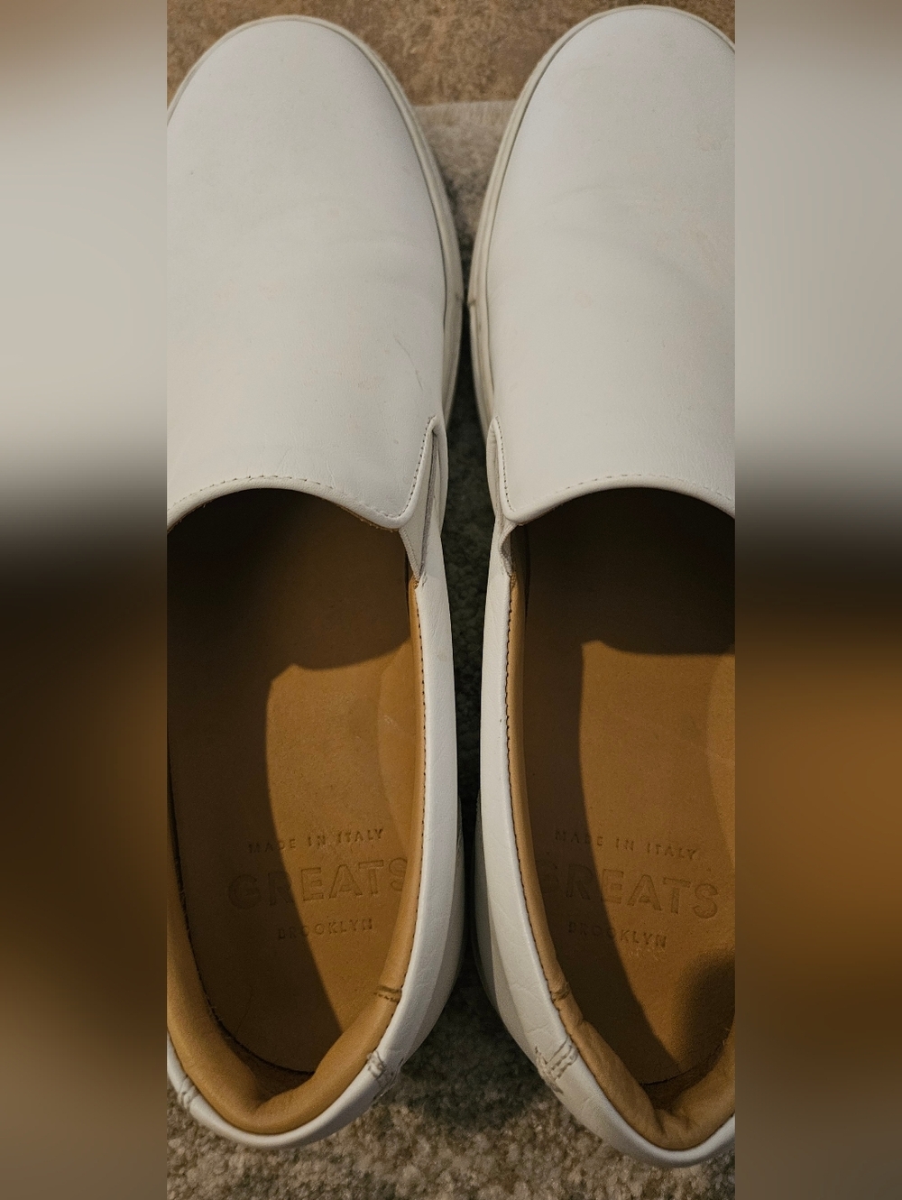 Greats White Leather Slip On Sneakers Men’s 11 Made In Italy Minimalist - Picture 2 of 6